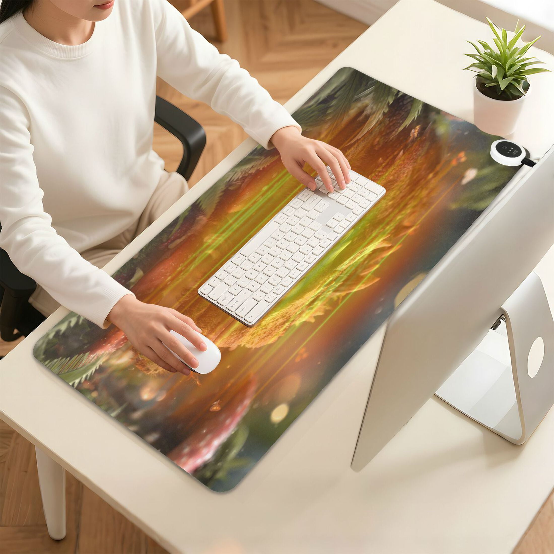 Wobogo Lizards Heated Mouse Pad Extra-Large Desk Mat With 3 Heating Levels and 3-hour Auto Shut-Off Protection Ideal for Computer Keyboards Home Office Hand-warming Essential 31.5in × 13in
