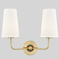 Vintage Gold Wall Sconce with Fabric Shade Double Sconce Lamps for Living Room