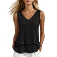 thumbnail image 6 of GUACER Tank Tops for Women Ruffle Hem V-Neck Sleeveless Linen-Blend Blouse with Tiered Frill Casual Flowy Summer Cami, 6 of 8