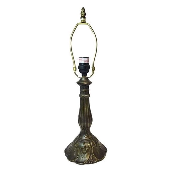 Lily Metal Lamp Base, Dark Bronze Finish with Gold Highlights, Nicely Weighted, 17.25" Tall