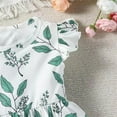 thumbnail image 4 of Girls Holiday Dress Toddler Kids Little Flying Sleeve Leaf Print Dress Round Neck Skirt Size for 1 to 6 Years, 4 of 5