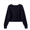 thumbnail image 3 of Cardigan Sweaters For Women Autumn And Winter Warm Solid Color Retro Blouse Loose V Neck Short Knit Cardigan Coat Acrylic Fibe Blended Cardigan 1Pc Black One Size Sweaters For Women, 3 of 3