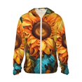 thumbnail image 2 of Uemuo Deep Yellow Colorful Sunflower Pattern Women's Full Zip UPF 50+ Sun Protection Hoodie Jacket Long Sleeve Sun Shirt Hiking Outdoor Performance with Pockets-, 2 of 9