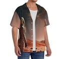thumbnail image 2 of Balery Astronaut On Mars A Men's Casual Button Down Shirt Short Sleeve Textured Summer Cuban Beach Shirts-Large, 2 of 7