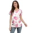 thumbnail image 4 of Valentine's Day Scrubs Top for Women Love Heart Printed Plus Size Scrubs Short Sleeve V-Neck Working Uniform Valentine's Day Caregiver T Shirts, 4 of 4
