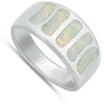 thumbnail image 4 of CHOOSE YOUR COLOR White Simulated Opal Modern Mosaic Ring .925 Sterling Silver Band CZ Female Size 12, 4 of 4