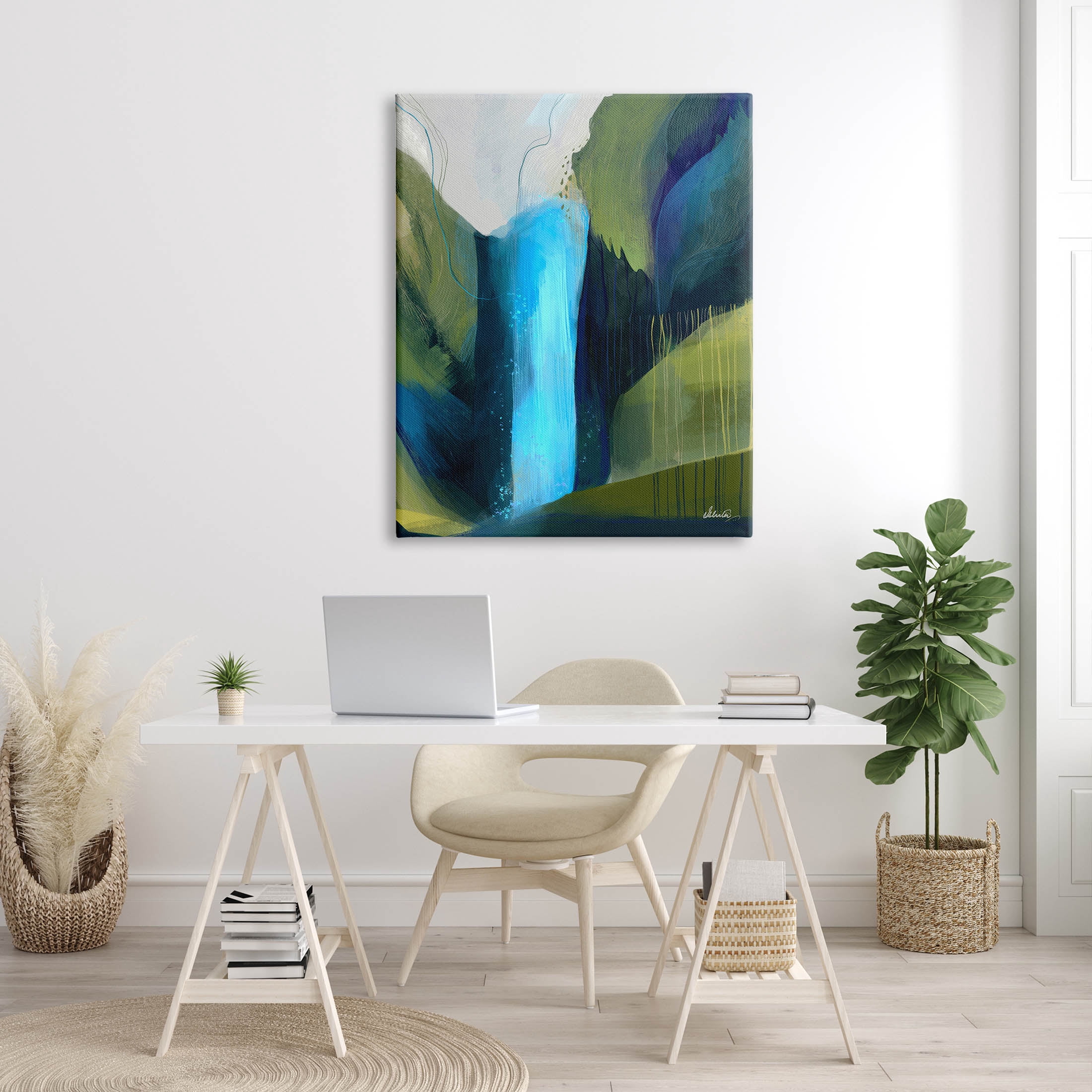 Abstract Waterfall Layered Landscape Abstract Graphic Art Gallery Wrapped Canvas Print Wall Art
