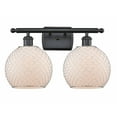 thumbnail image 1 of Innovations 516-2W-BK-G121-8CSN-LED Farmhouse Chicken Wire 2 Light Bath Vanity Light part of the Ballston Collection, Matte Black, 1 of 1
