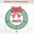 thumbnail image 3 of Pre-Lit LED Christmas Wreath with Remote & Timer, All-Weather Outdoor Holiday Decor, Easy Assembly Front Door Wreath with Red Bow, 36-Inch, Green, 3 of 8