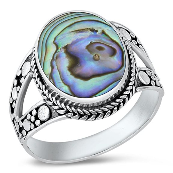 CHOOSE YOUR COLOR Chunk Bali Abalone Wholesale Ring .925 Sterling Silver Band Jewelry Female Size 8