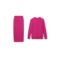 thumbnail image 2 of Women'S Winter Chunky Cable Knit Long Skirt 2 Piece Outfit Sweater Sets Rose Red XXXL, 2 of 10