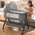 thumbnail image 6 of EaseBaby Baby Bassinet, Baby Bedside Sleeper, Convenient Toddler cradle with Changing Table,Mosquito Net for 0-24Months,Unisex,KHAKI, 6 of 17