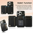 thumbnail image 3 of Crossbody Wallet Case for iPhone 14 Pro Max 6.7 inch, Card Holder Folio Cover Kickstand RFID Blocking Phone Case PU Leather Zipper Purse Wrist Strap Lanyard Flip Case for Women - Black, 3 of 14