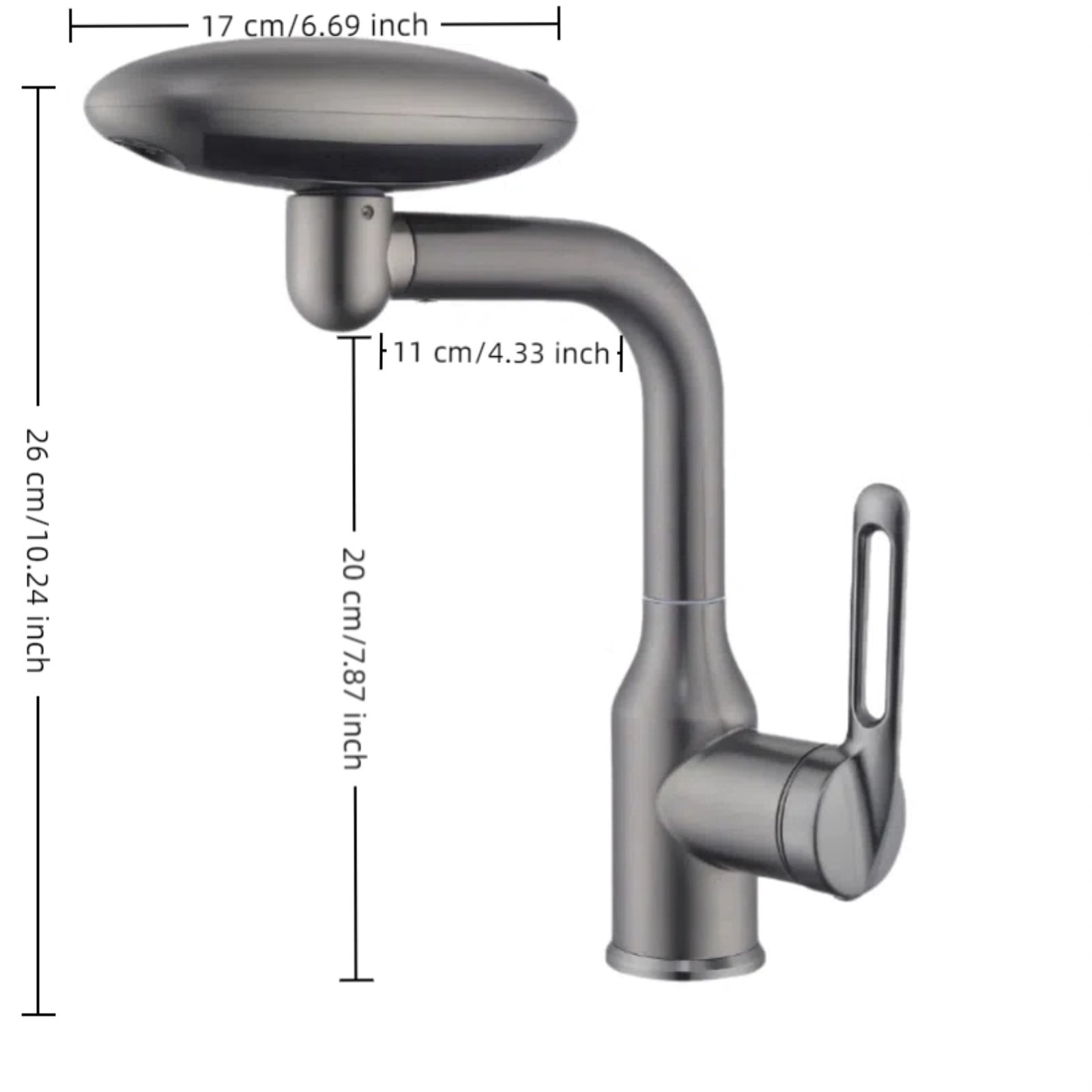 Ecohintz Bathroom Faucet, Modern Grey Bathroom Faucet with 360° Swivel Spout & 4 Spray Modes - Single-Hole Basin Tap with Water Supply Connections | Sleek & Practical Upgrade, Single Hole Faucet