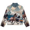 thumbnail image 4 of Jackets for Women Winter Coat Jackets Flannel Stand Collar Jacket(Gallop Horses Mountain Lake,Size:S-4XL), 4 of 7
