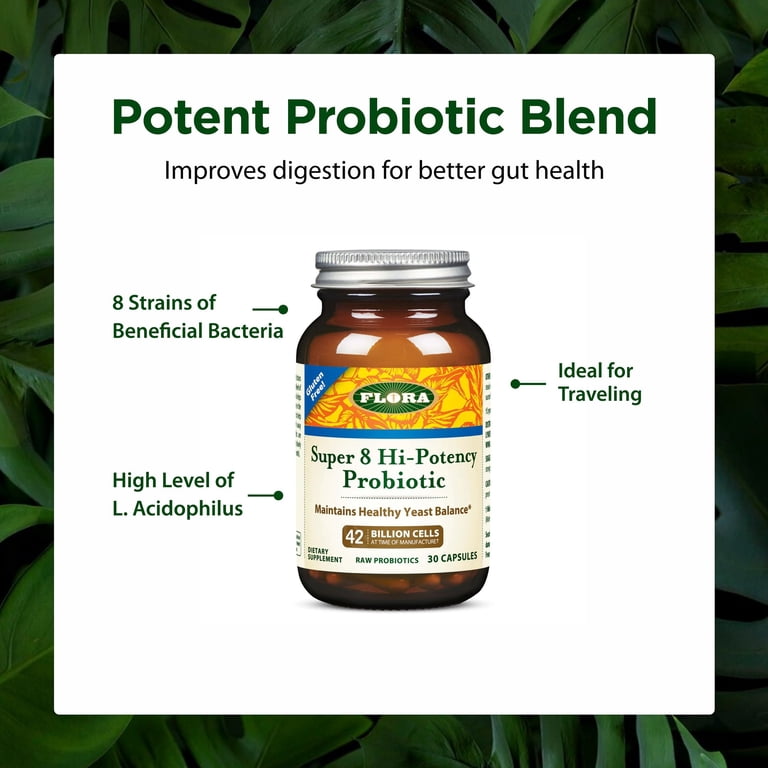 Flora - Super 8 Hi Potency Probiotics - Healthy & Digestive
