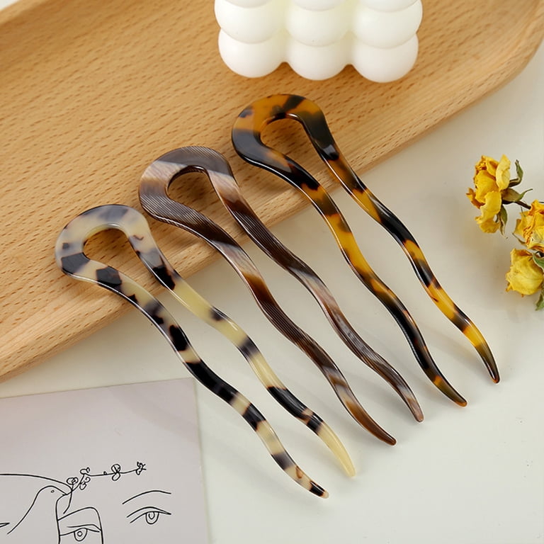 French Twist Hair Stick Clip Vintage Celluloid Acetate Large  display picture 2