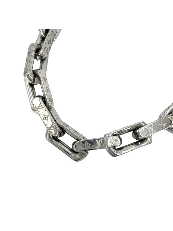 Pre-Owned Louis Vuitton Men's Chain Necklace, Monogram Pattern, M00307, Silver, Approx. 130.2g