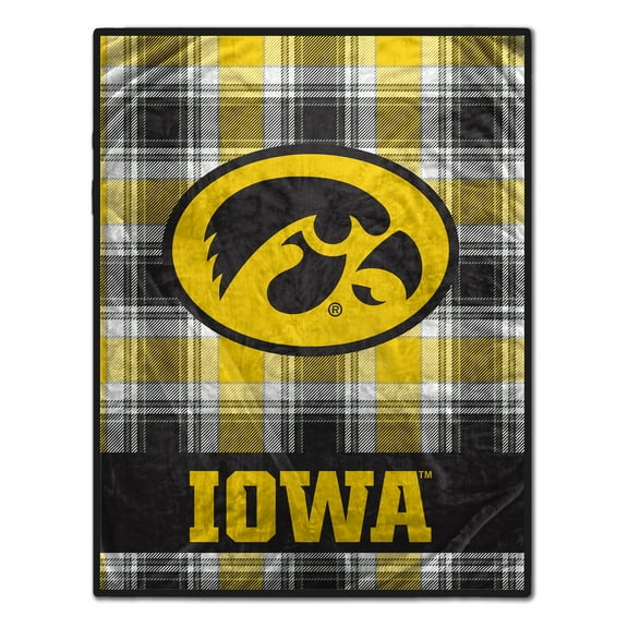 Pegasus Iowa Hawkeyes 66" x 95" Oversized Plaid FAN-mily Ultra Cozy Blanket