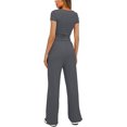 thumbnail image 2 of ZHAOCHENG Conjuntos de 2 piezas para mujer Conjuntos de salón Tops de manga corta fruncidos y pantalones de pierna ancha con cintura alta Conjuntos de chándal, 2 of 2