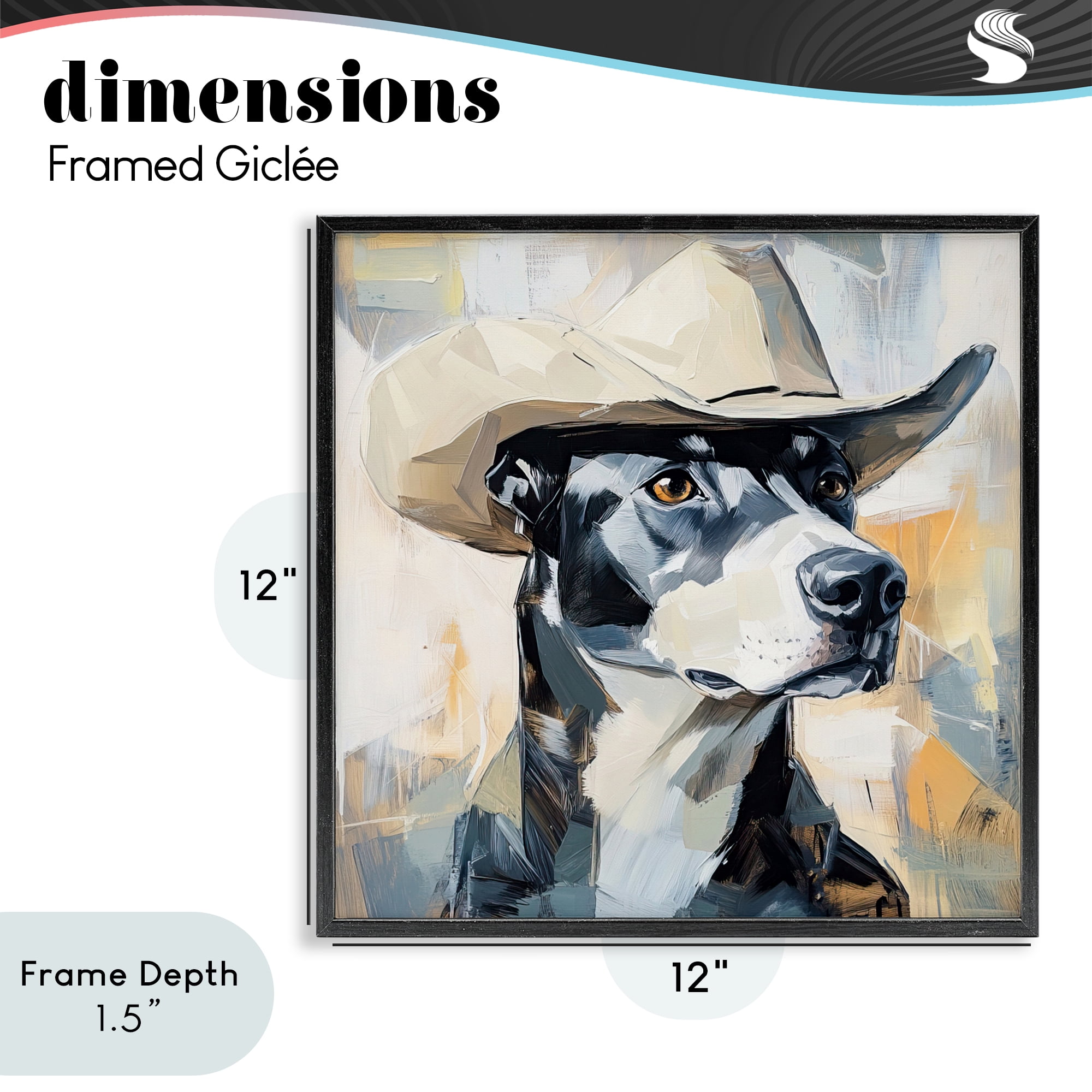 Stupell Industries Deputy Dog Cowboy Hat Black Framed Giclee Art, design by Tina LeCour