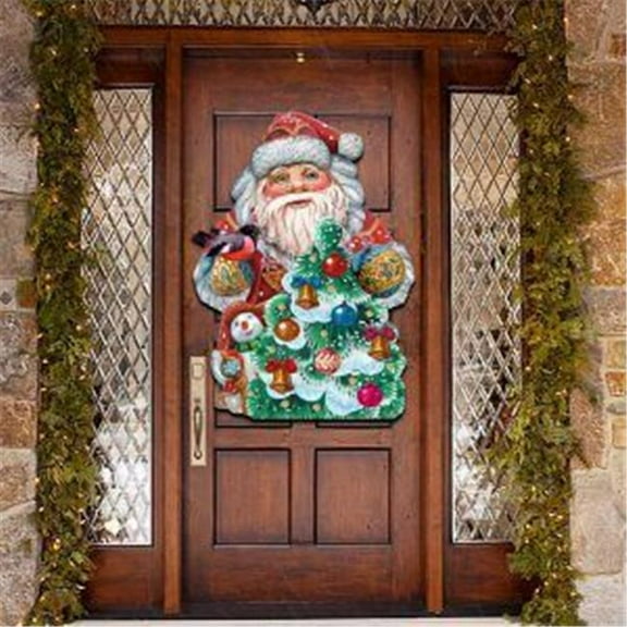 Wooden Santa Tree Decorating Christmas Decorative Hanging or Freestanding Figurine for Home & Garden