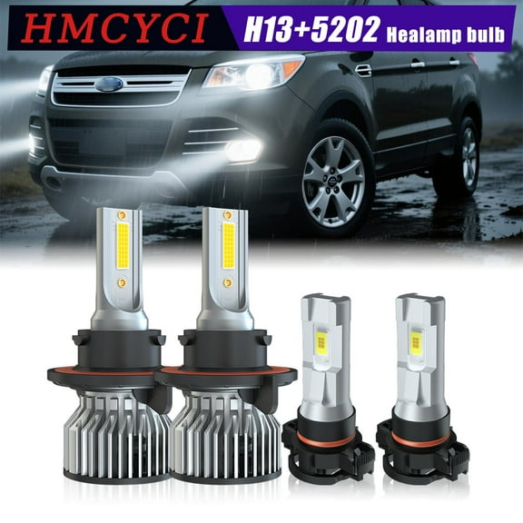 For Ford Escape 2008-2012 - 4PC 6000K LED Headlights Fog Light Bulbs Kit GJ