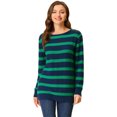 thumbnail image 1 of Suéter de rayas túnica con hombros descubiertos Allegra K Verde Marino XS, 1 of 5