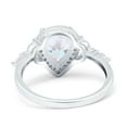 thumbnail image 3 of Simulated Cubic Zirconia Size-5 Teardrop Pear Art Deco Engagement Wedding Bridal Halo Ring 925 Sterling Silver, 3 of 7