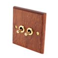 thumbnail image 2 of 2X 86 Type Solid Wood Panel Switch Wall Light Retro Brass Toggle Switch Wood Grain Electrical Switch Socket 2- Switch, 2 of 5