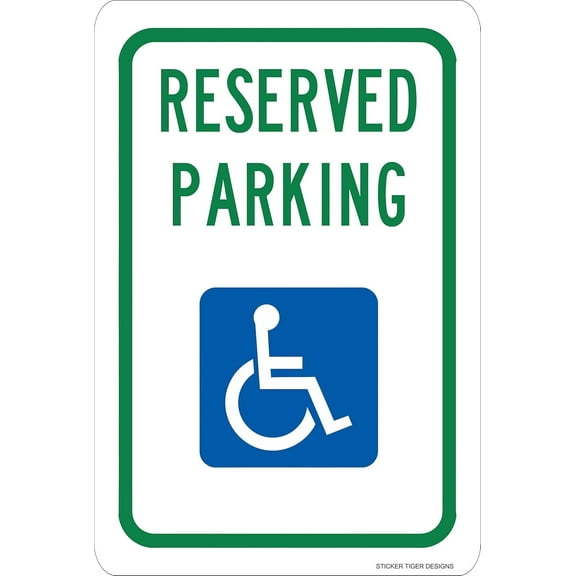 Handicap Parking Sign, Reserved Parking Sign Warning Metal 12" x 8" - New
