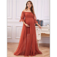 thumbnail image 4 of Accessoires de Photographie de Maternité Robe en Dentelle Florale Robe de Maternité Exquise pour Photos de Baby Shower Orange et Rouge m, 4 of 9