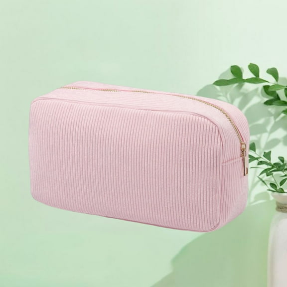 breaise Makeup Bag Travel Cosmetic Bag for Women Soft Toiletry Bag Aesthetic Makeup Organizer Portable Large Zipper Pouch for Skincare Beauty Accessories Brushes Stripe