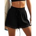 thumbnail image 3 of Women'S Shorts Summer Casual Loose Elastic Waist Drawstring Lace Boho Beach Cover Up Shorts, 3 of 10
