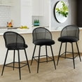 thumbnail image 2 of ANMINY Rattan Swivel Bar Stools, 26" Counter Height Set of 2, Upholstered Chairs Barstools with Full Back and Metal Legs Modern Boucle Fabric Seat for Home Kitchen Island, 2 of 10