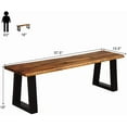 thumbnail image 3 of 57.5" Live Edge Acacia Wood Bnech, 3-Person Backless Outdoor Dining Bench with Metal Legs & Adjustable Foot Pads for Entryway, Balcony, Porch, Backyard, Garden and Poolside (1 Pack), 3 of 8