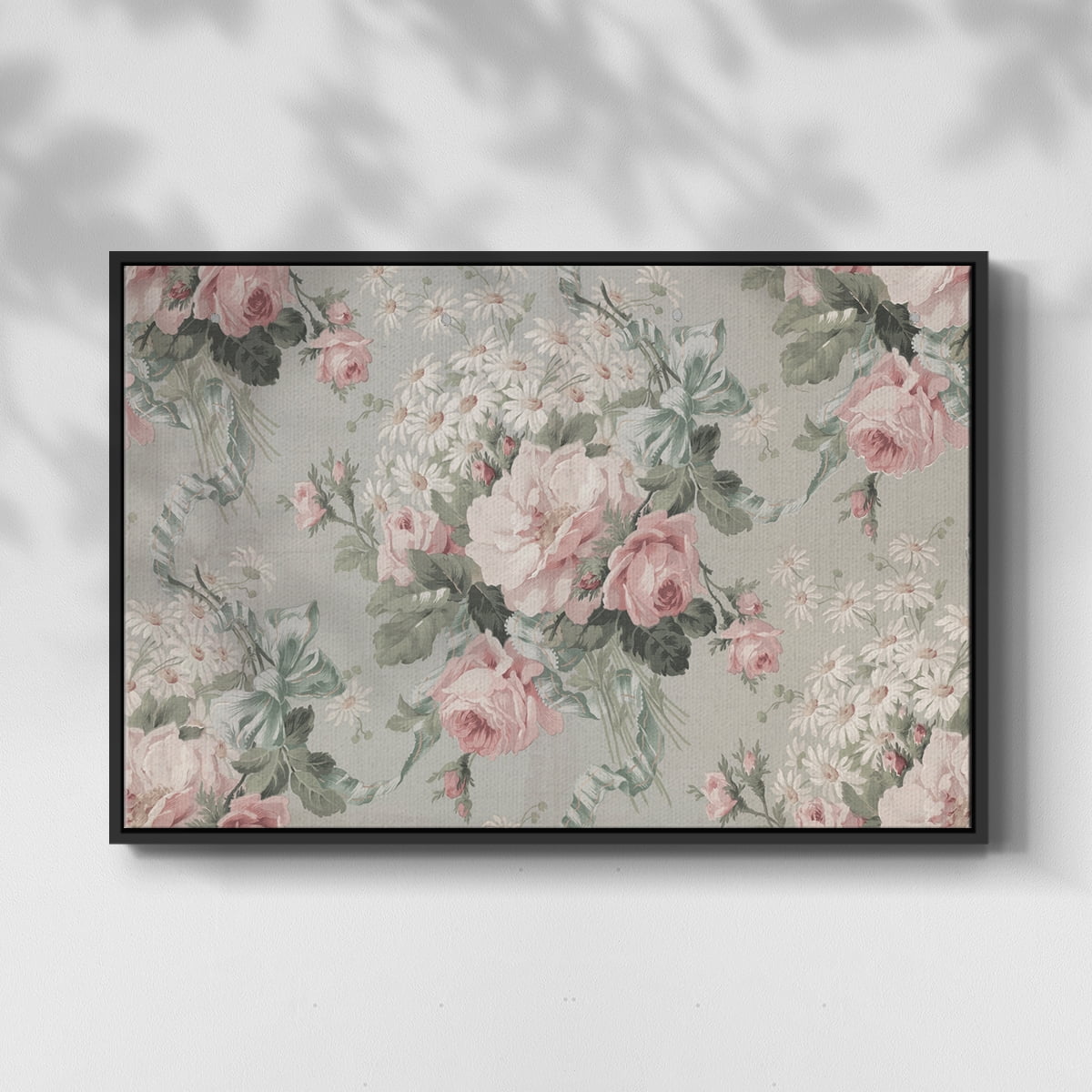 Vintage Abstract Print-XIV Framed in Black Wood Gallery Wrapped Canvas 25 in. x 37 in.