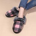 thumbnail image 2 of Xfvqtps Fuzzy Slippers for Womens Fluffy Slippers Large Size Retro Chessboard Pattern Plush Edge Memory Foam Thick Bottom Non Slip Indoor House Warm Winter Cozy Slippers Pink, 2 of 5