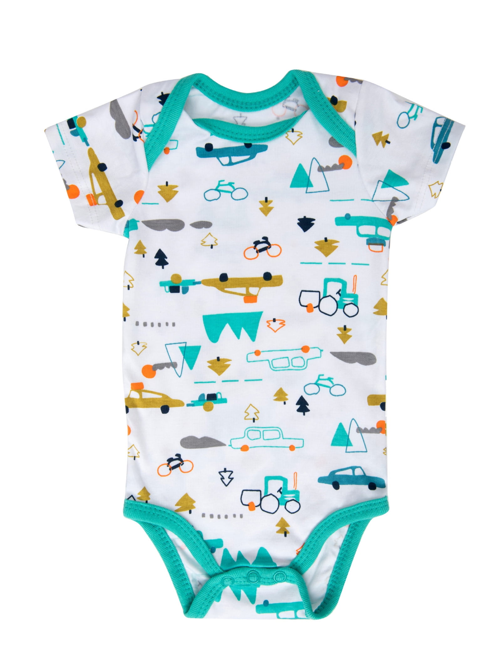 HWJAD Baby Boys 100% Cotton 5-pack Short Sleeve Bodysuits Onesies for Newborn Infant Baby