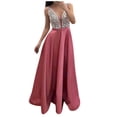 thumbnail image 2 of HKEJIAOI Robes de Cocktail Cadeau d'Anniversaire Sexy Femmes Sans Manches Col en V Pailleté Patchwork Robe de Bal Cocktail Économies Liquidation Rose, 2 of 3