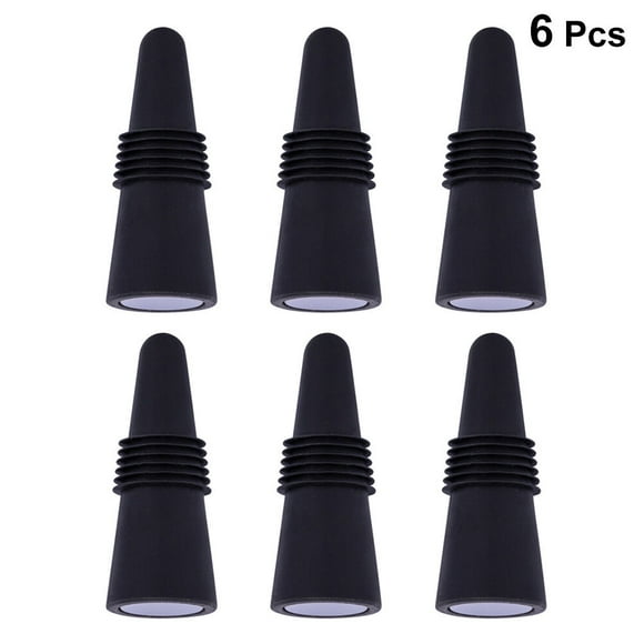 OULII 6 Pcs Stainless Steel Bottom Plug Wine Bottle Sealer for Home Bar Black