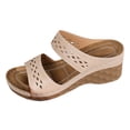 thumbnail image 5 of Rokment Womens Orthopedic Platform Dressy Sandals Comfortable Fashion Casual Leather Arch Support Wedge High Heels Walking Slip on Beach Summer Dress Slides for Woman A Size 6, 5 of 6