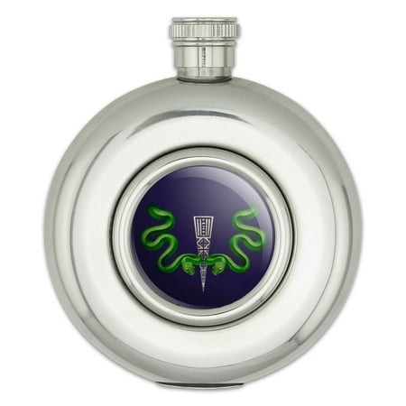 

Aztec Double Green Snakes Round Stainless Steel 5oz Hip Drink Flask