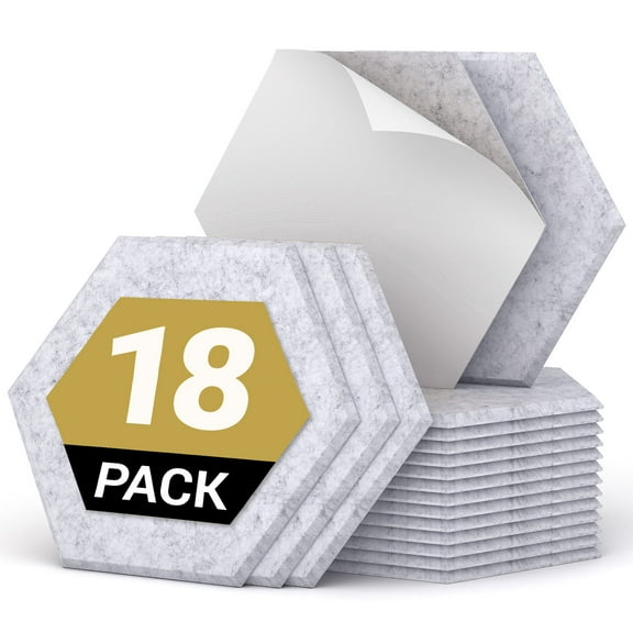 18 Pack Hexagon Acoustic Panels, TONOR 12"x 10"x 0.4" High Density Sound Proof Panels for Walls, Sound Dampening Insulation Treatment Wall Panels, Sound Absorbing Padding for Studio, Office, Home