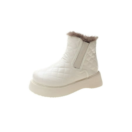 

Difumos Ladies Anti Slip Elastic Winter Warm Shoes Office Comfort Chelsea Boot Beige 6.5