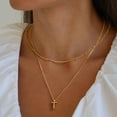 thumbnail image 4 of Turandoss 14K Gold Plated Layered Cross Necklace for WomenDainty 14K Gold Plated Plated Layered Satellite Bead Chain Choker Necklace Cross Pendant Necklaces for Women Baptism Faith Jewelry Gifts, 4 of 8