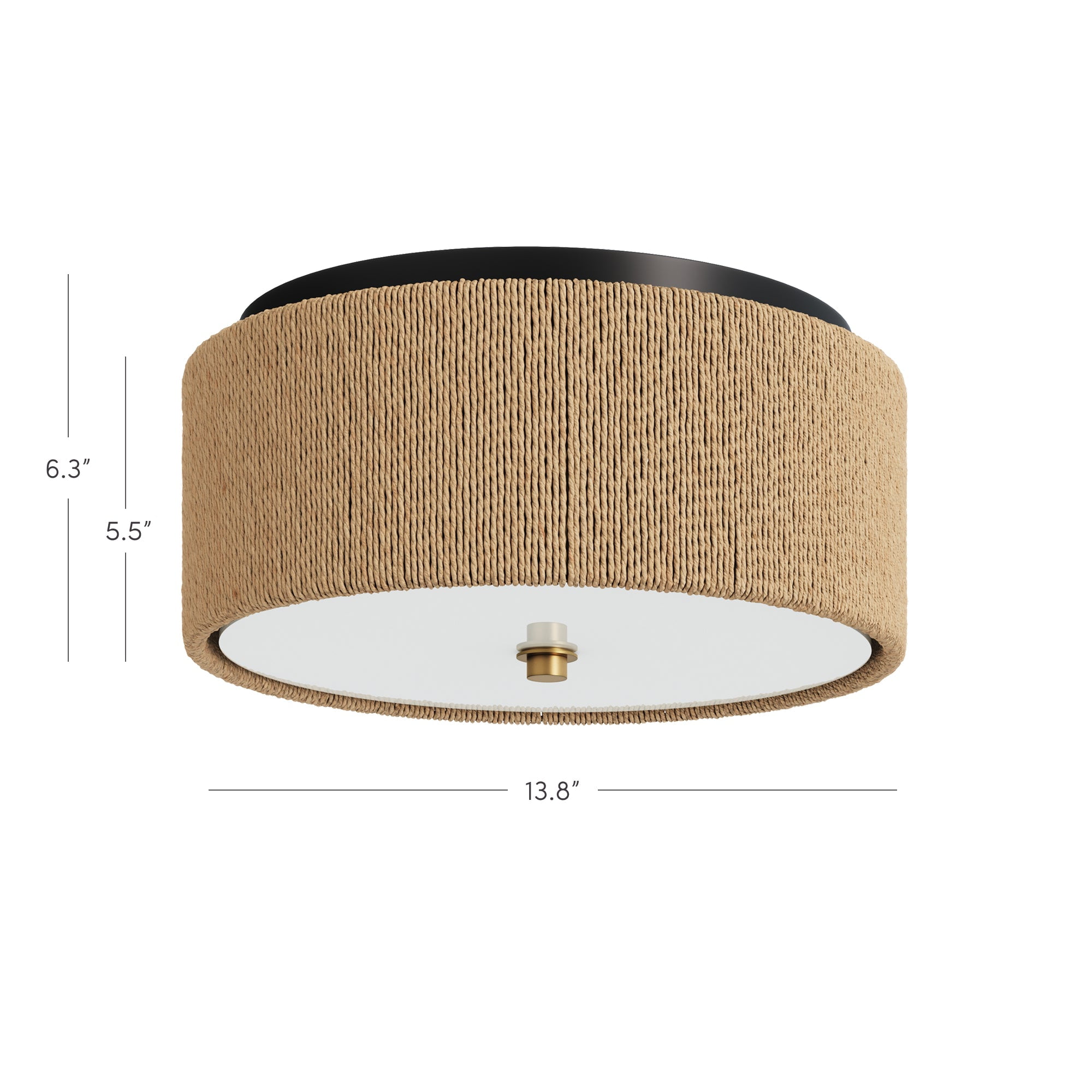 Nathan James Juluca Boho Light Fixture, Flush Mount Ceiling Light with Frosted Glass Diffuser, Rustic Boho Ceiling Light with Seagrass Shade