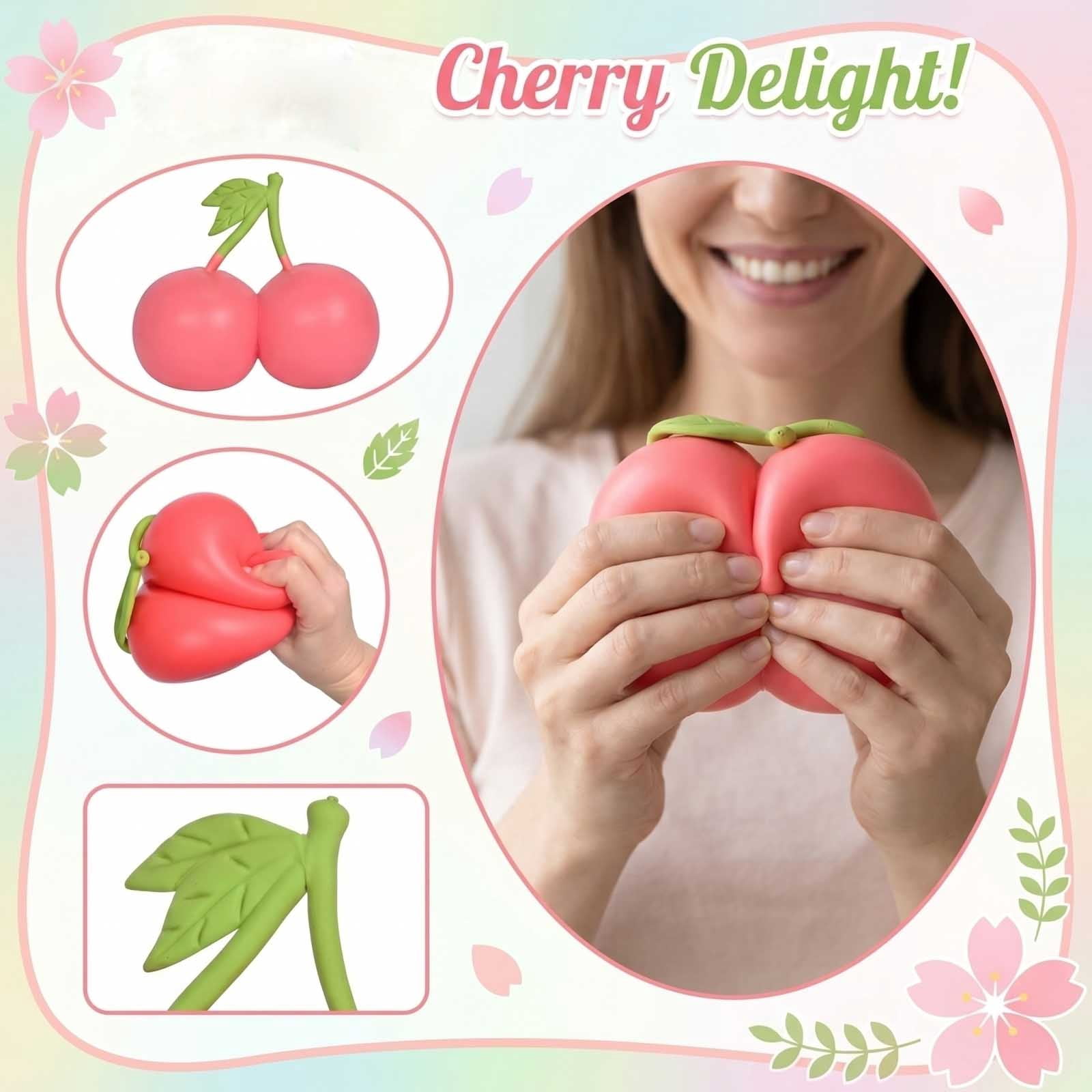 Giant Cherry Squishy,6.3 inch Jumbo Cherry Squishies Stress Balls, Silent Slow Rising Gem Cherry Shape Squeeze Sugar Balls,Anxiety Relief Gifts for Children
