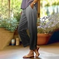 thumbnail image 3 of cocolona Womens Linen Pants Straight Leg Side Slit Pants Lightweight Casual Work Pants Beach Vacation Trousers with Pockets, 3 of 6