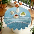 thumbnail image 4 of 60 Inch Round Lace Tablecloth Water Resistant Washable, Denim Jean Cowboy Style, 4 of 5